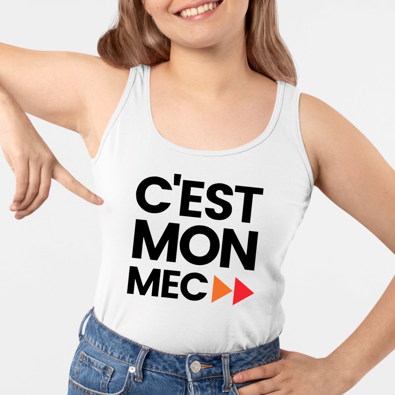 Débardeur Femme C'est mon mec Blanc