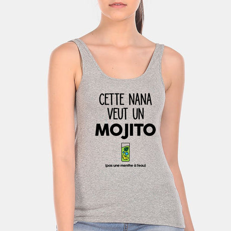 Débardeur Femme Cette nana veut un mojito Gris