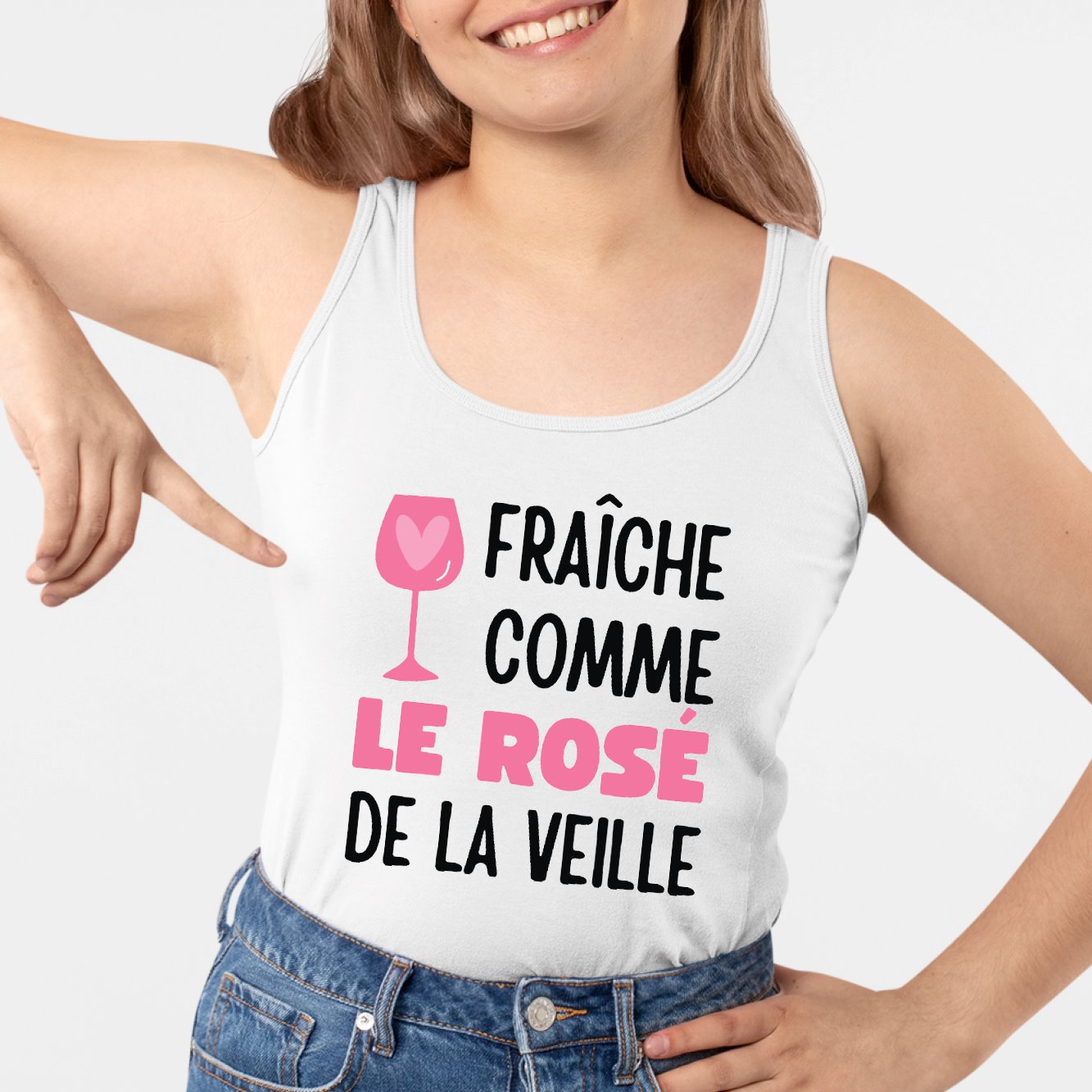 Débardeur Femme Fraîche comme le rosé de la veille Blanc