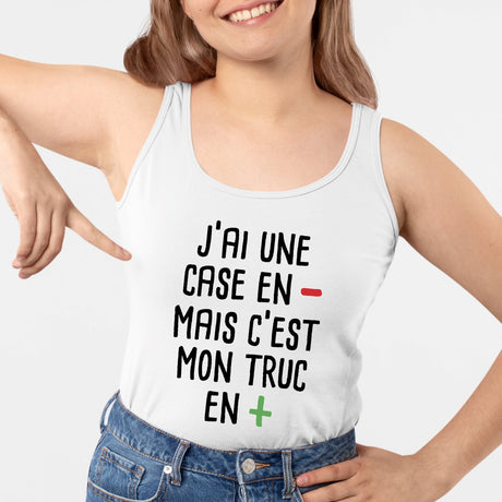 Débardeur Femme J'ai une case en moins Blanc