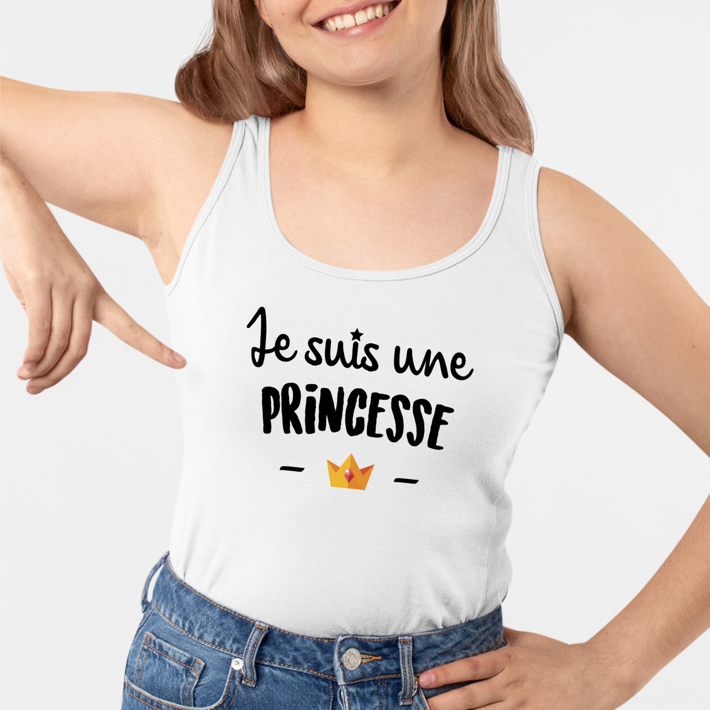 Débardeur Femme Je suis une princesse Blanc