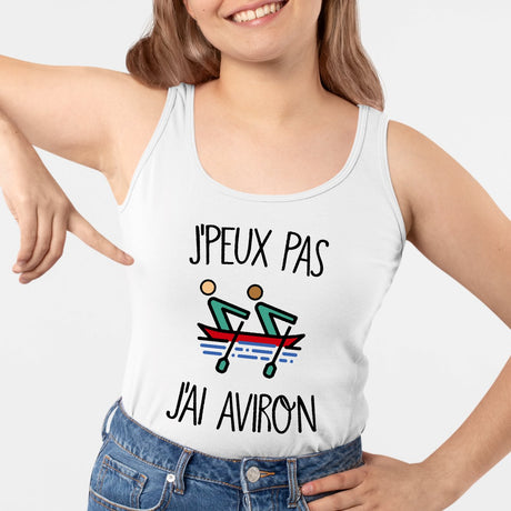 Débardeur Femme J'peux pas j'ai aviron Blanc