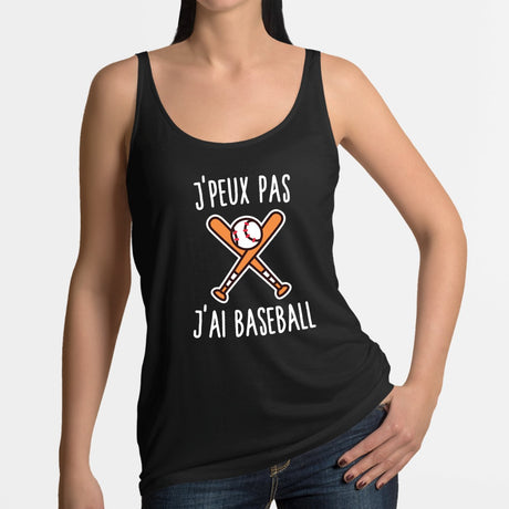 Débardeur Femme J'peux pas j'ai baseball Noir