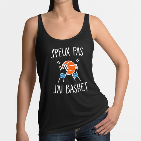 Débardeur Femme J'peux pas j'ai basket Noir