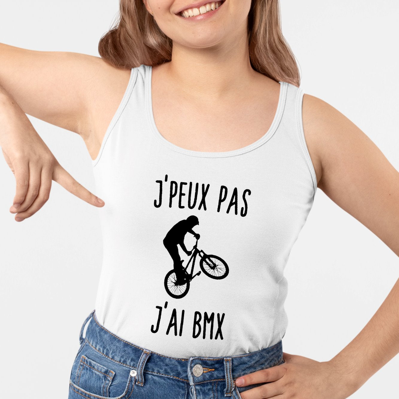 Débardeur Femme J'peux pas j'ai BMX Blanc