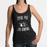 Débardeur Femme J'peux pas j'ai bowling Noir