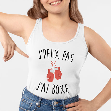 Débardeur Femme J'peux pas j'ai boxe Blanc