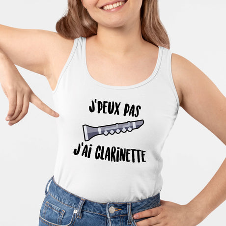 Débardeur Femme J'peux pas j'ai clarinette Blanc