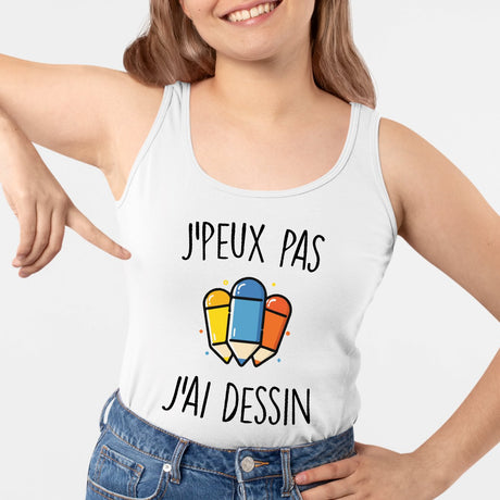 Débardeur Femme J'peux pas j'ai dessin Blanc