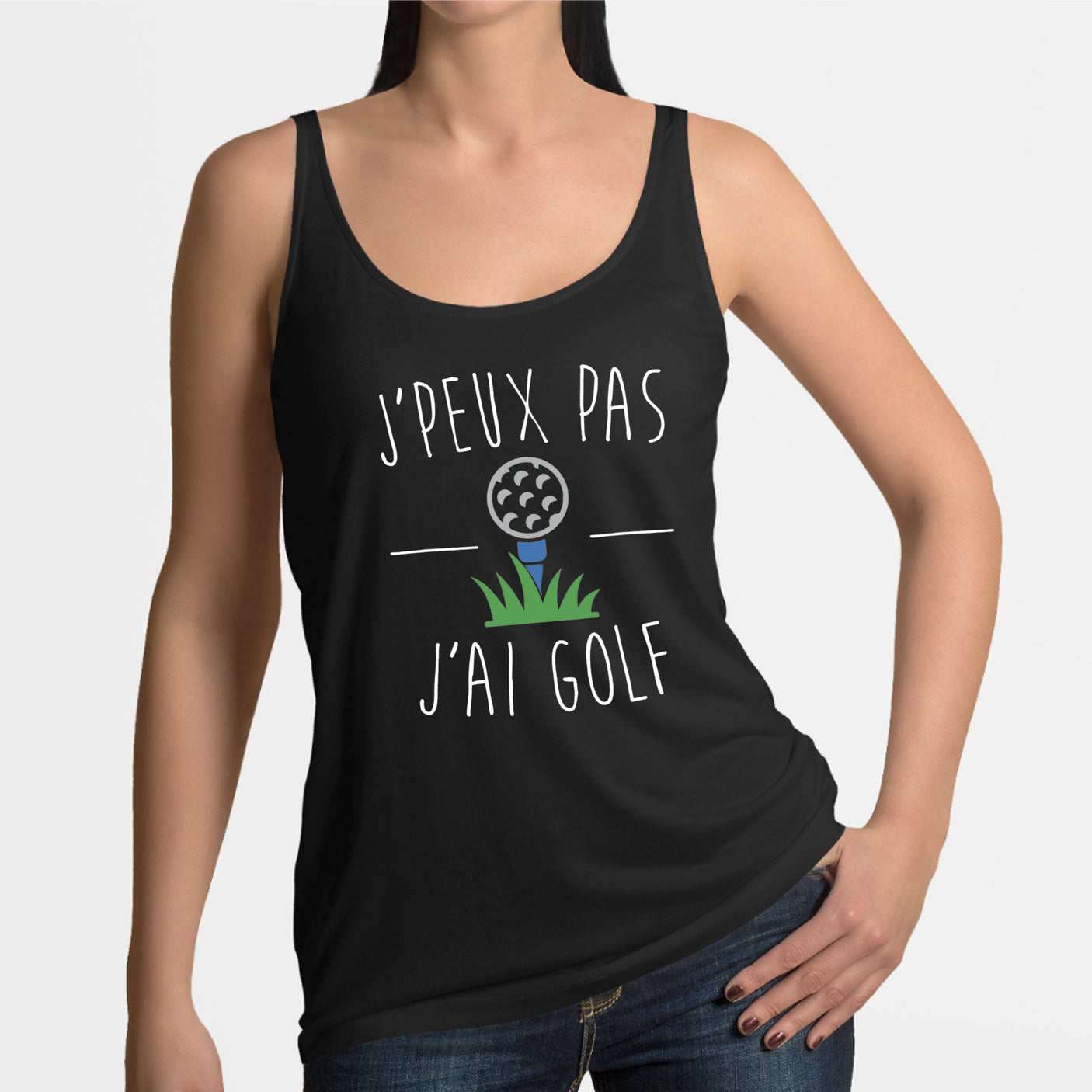 Débardeur Femme J'peux pas j'ai golf Noir