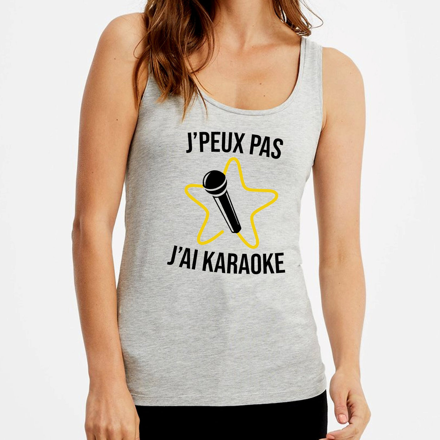 Débardeur Femme J'peux pas j'ai karaoke Gris