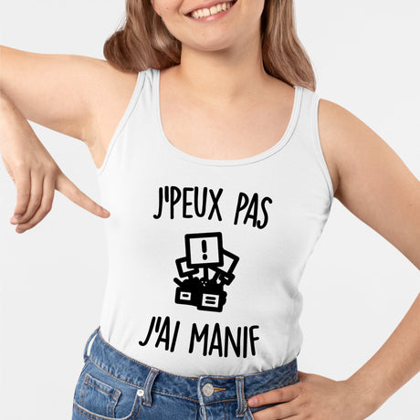 Débardeur Femme J'peux pas j'ai manif Blanc