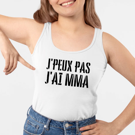 Débardeur Femme J'peux pas j'ai MMA Blanc