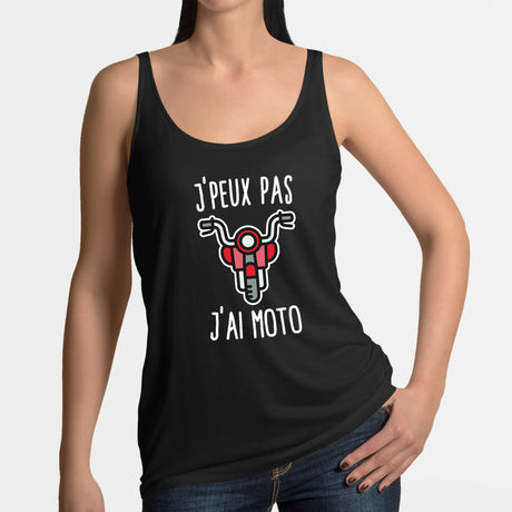 Débardeur Femme J'peux pas j'ai moto Noir