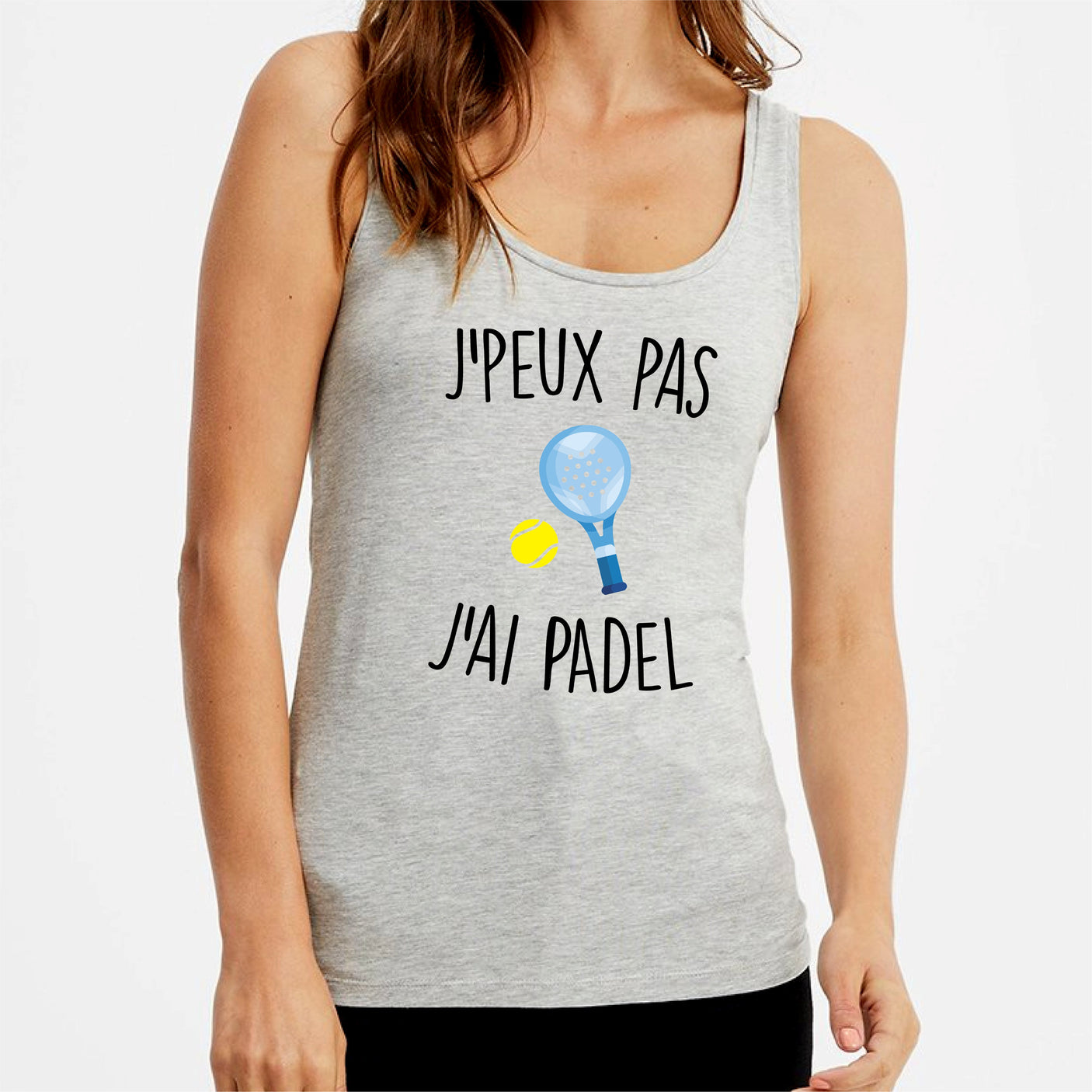 Débardeur Femme J'peux pas j'ai padel Gris