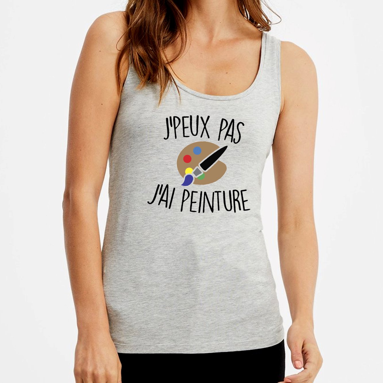 Débardeur Femme J'peux pas j'ai peinture Gris