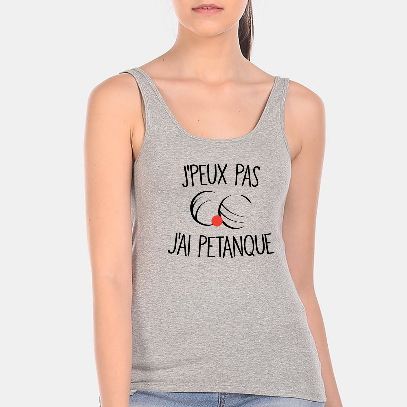 Débardeur Femme J'peux pas j'ai pétanque Gris