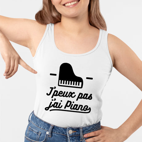 Débardeur Femme J'peux pas j'ai piano Blanc