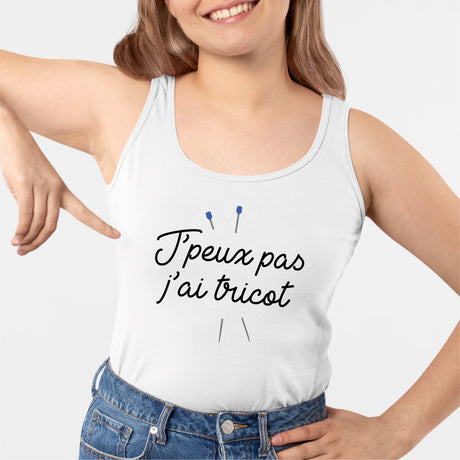 Débardeur Femme J'peux pas j'ai tricot Blanc