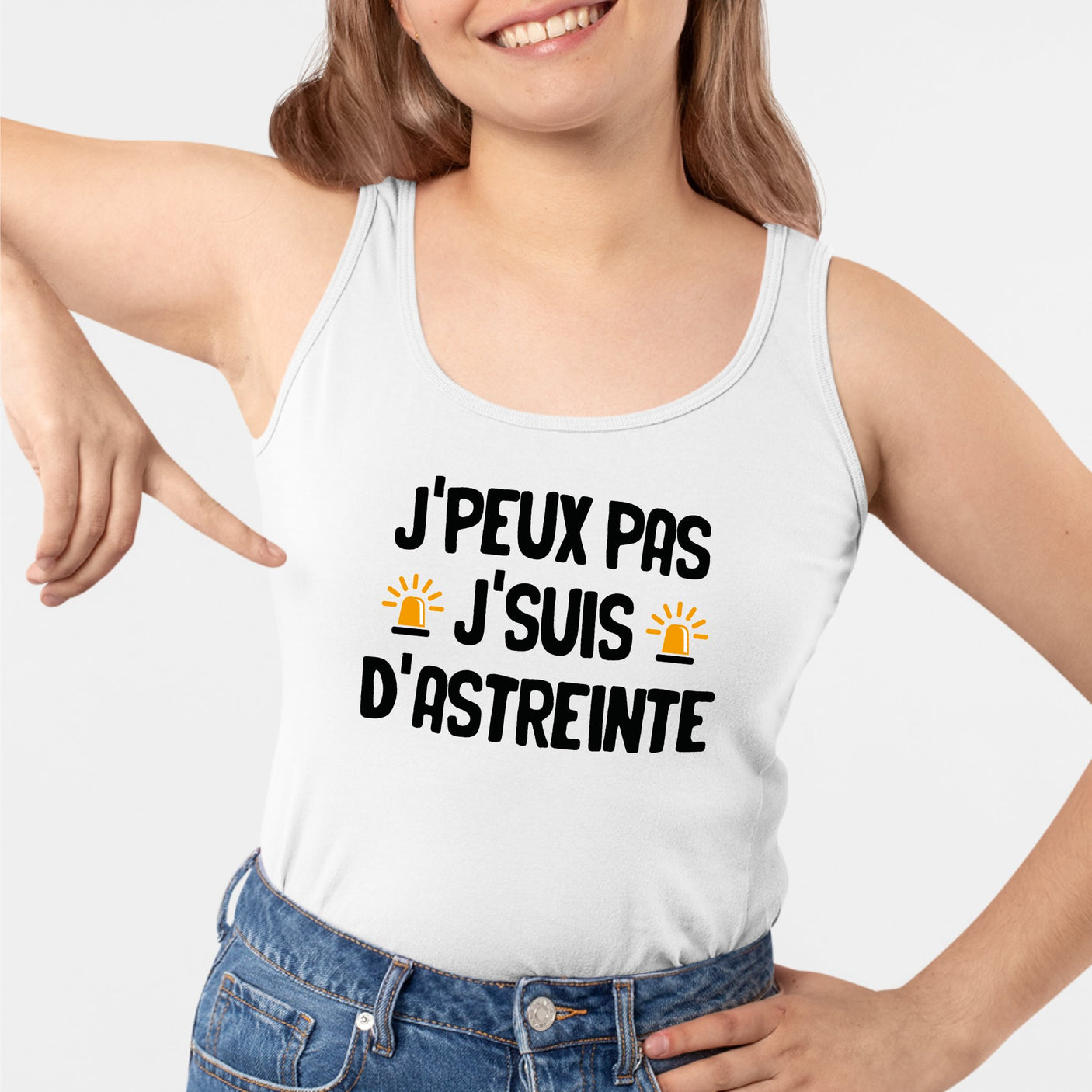 Débardeur Femme J'peux pas j'suis d'astreinte Blanc