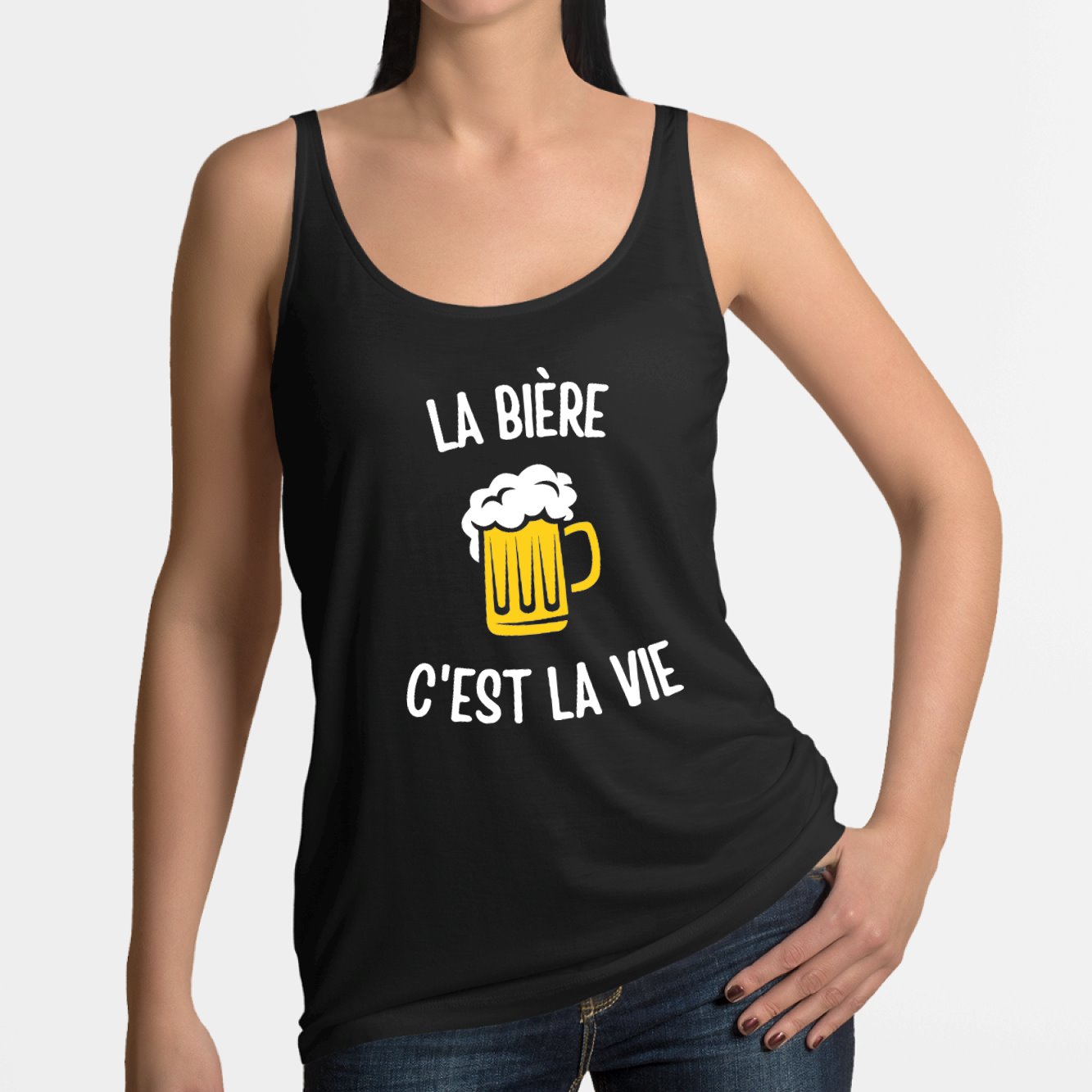 Débardeur Femme La bière c'est la vie Noir