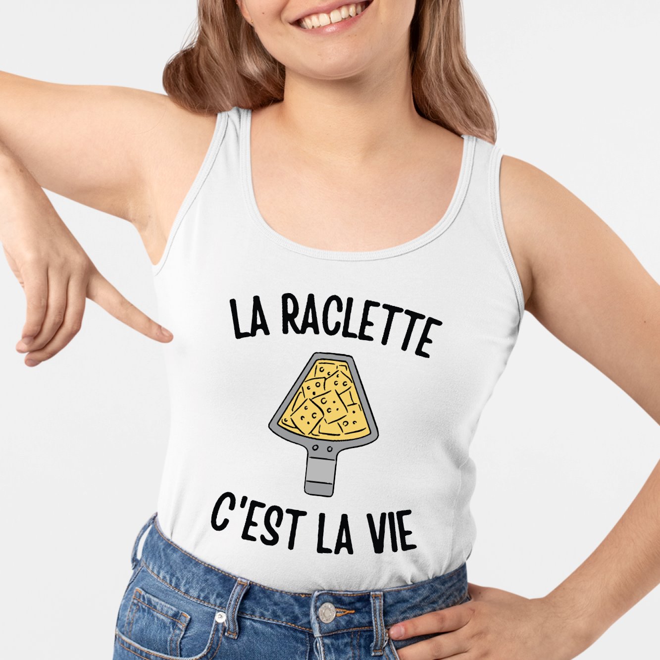 Débardeur Femme La raclette c'est la vie Blanc