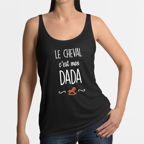 Débardeur Femme Le cheval c'est mon dada Noir