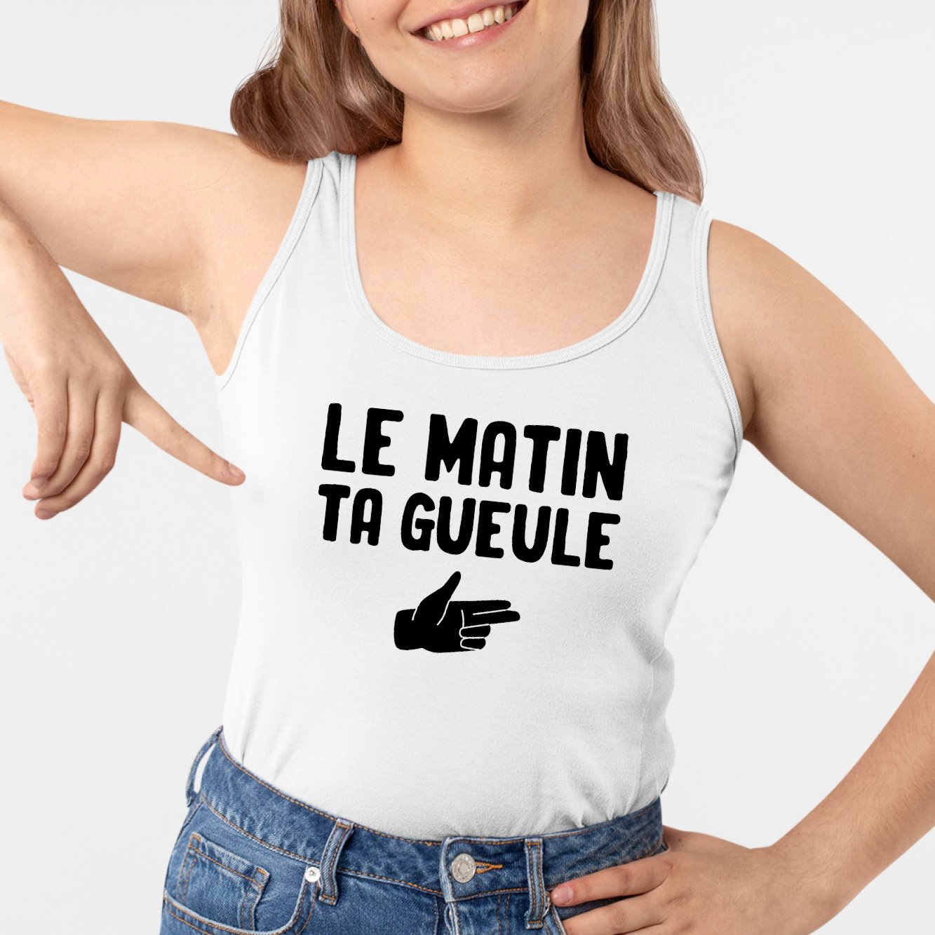 Débardeur Femme Le matin ta gueule Blanc