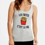 Débardeur Femme Les frites c'est la vie Gris