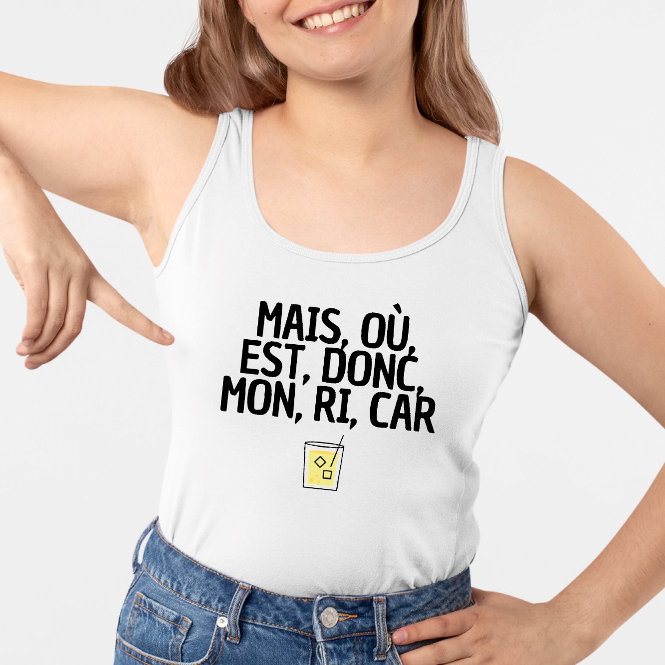 Débardeur Femme Mais, où, est, donc, mon, ri, car Blanc