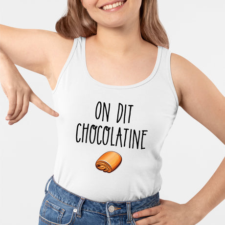 Débardeur Femme On dit chocolatine Blanc