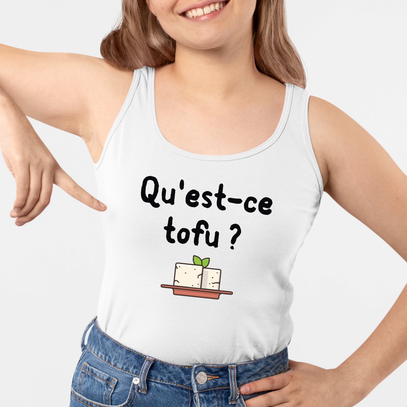 Débardeur Femme Qu'est-ce tofu Blanc