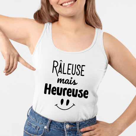 Débardeur Femme Râleuse mais heureuse Blanc