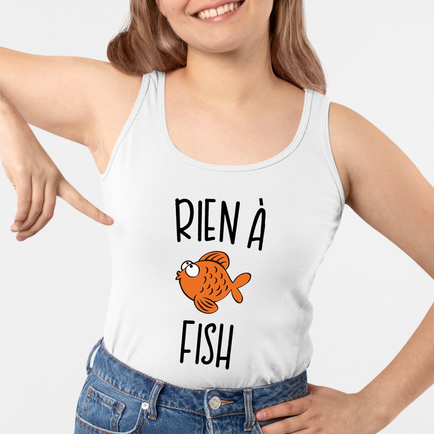 Débardeur Femme Rien à fish Blanc