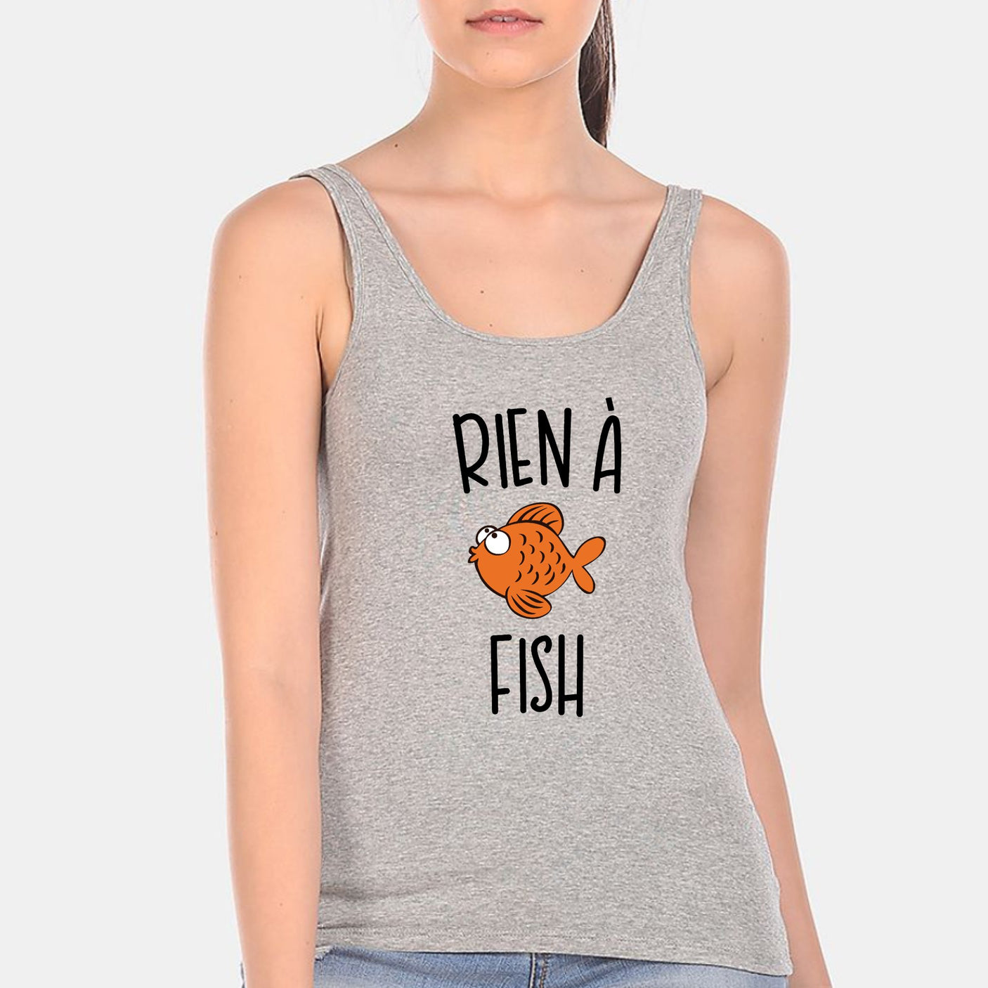 Débardeur Femme Rien à fish Gris