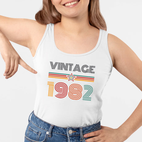 Débardeur Femme Vintage année 1982 Blanc