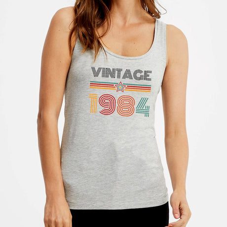 Débardeur Femme Vintage année 1984 Gris