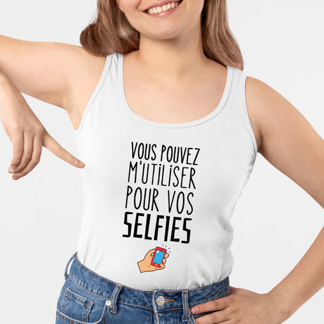 Débardeur Femme Vous pouvez m'utiliser pour vos selfies Blanc