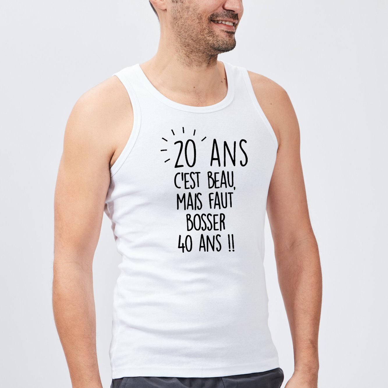 Débardeur Homme Anniversaire 20 ans Blanc