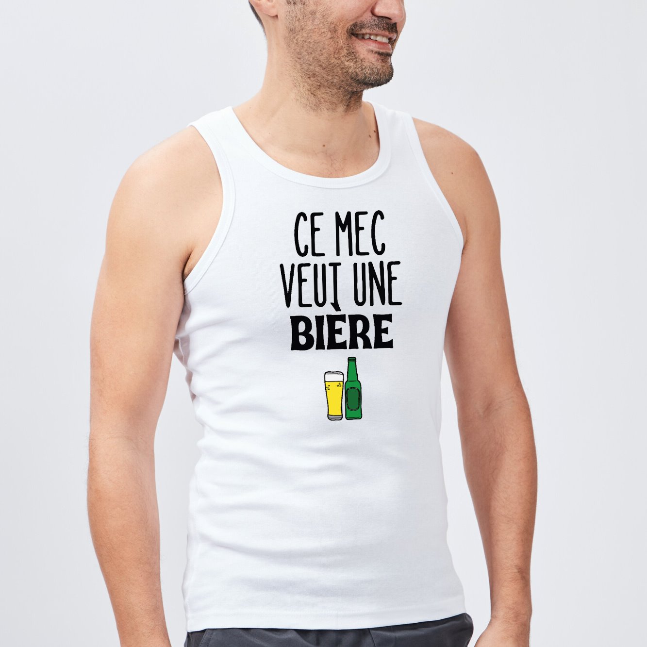 Débardeur Homme Ce mec veut une bière Blanc