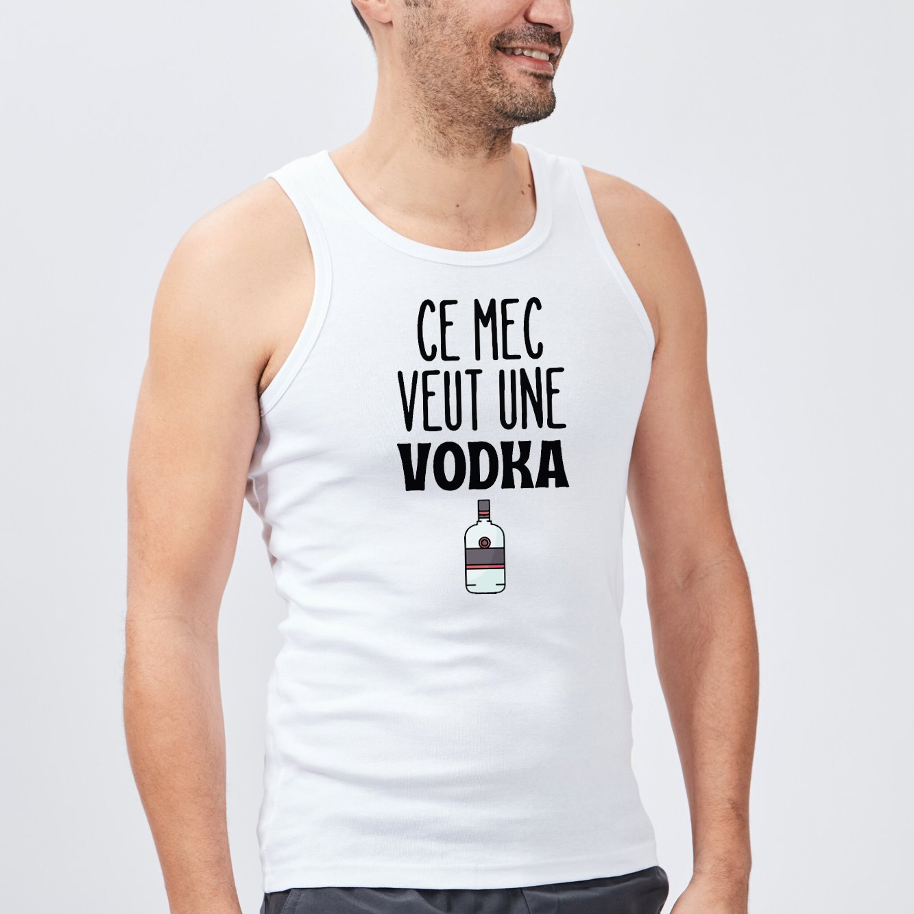 Débardeur Homme Ce mec veut une vodka Blanc