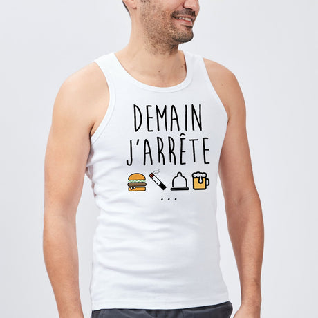 Débardeur Homme Demain j'arrête Blanc