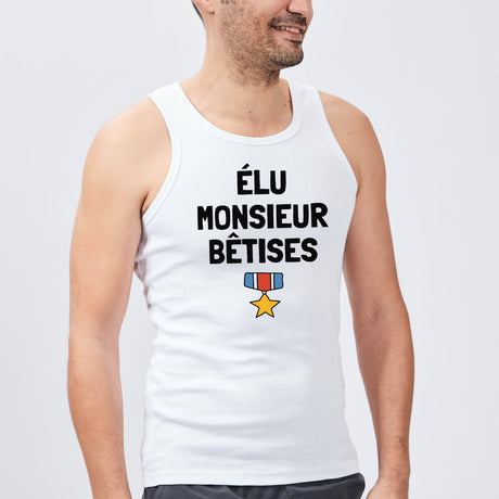 Débardeur Homme Élu monsieur bêtises Blanc