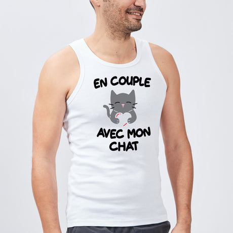 Débardeur Homme En couple avec mon chat Blanc