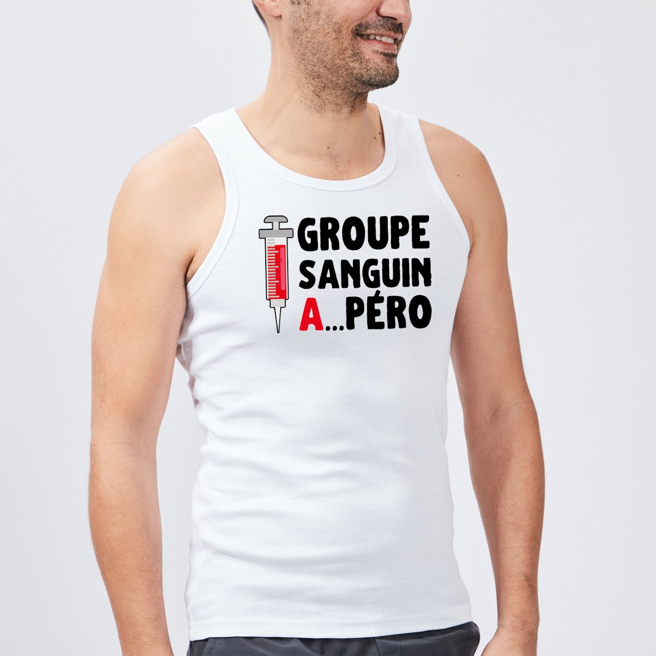 Débardeur Homme Groupe sanguin Apéro Blanc