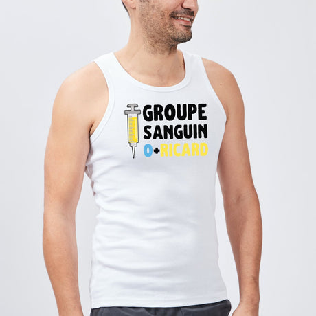 Débardeur Homme Groupe sanguin O + Ricard Blanc