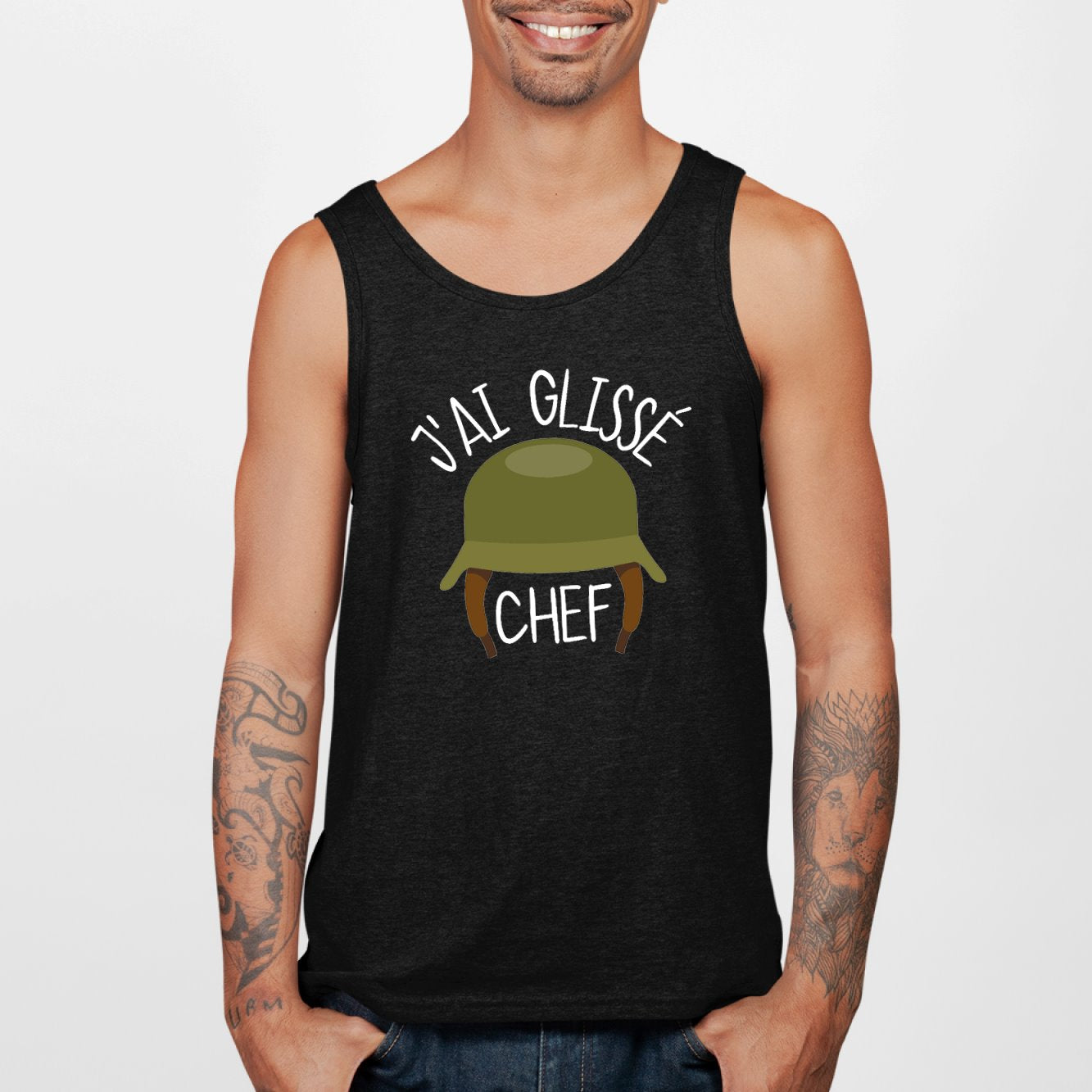 Débardeur Homme J'ai glissé chef Noir