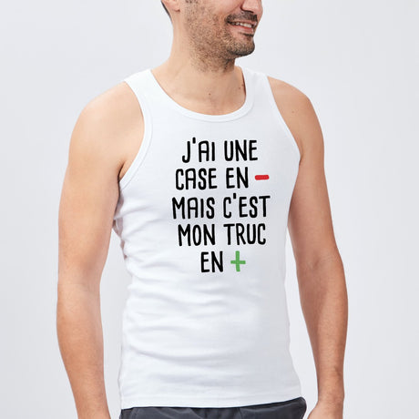 Débardeur Homme J'ai une case en moins Blanc