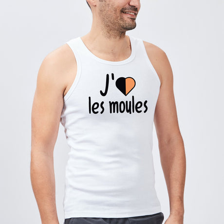 Débardeur Homme J'aime les moules Blanc