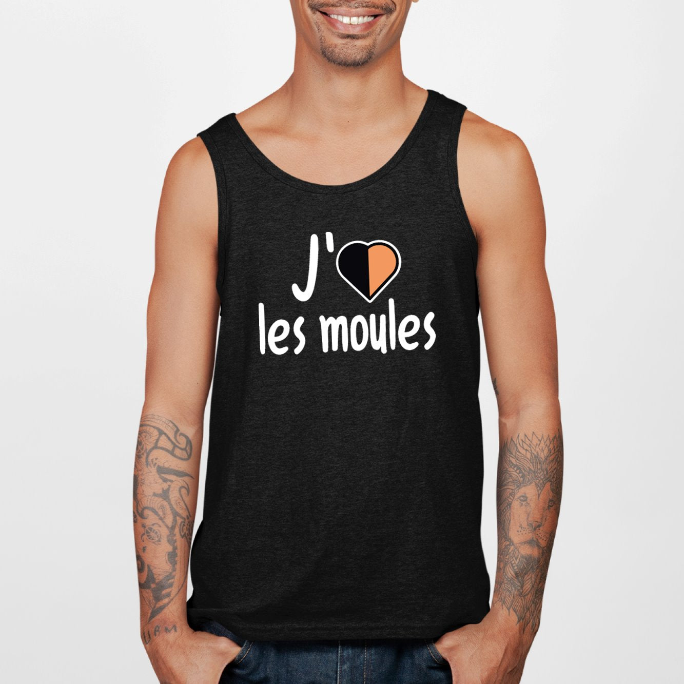 Débardeur Homme J'aime les moules Noir